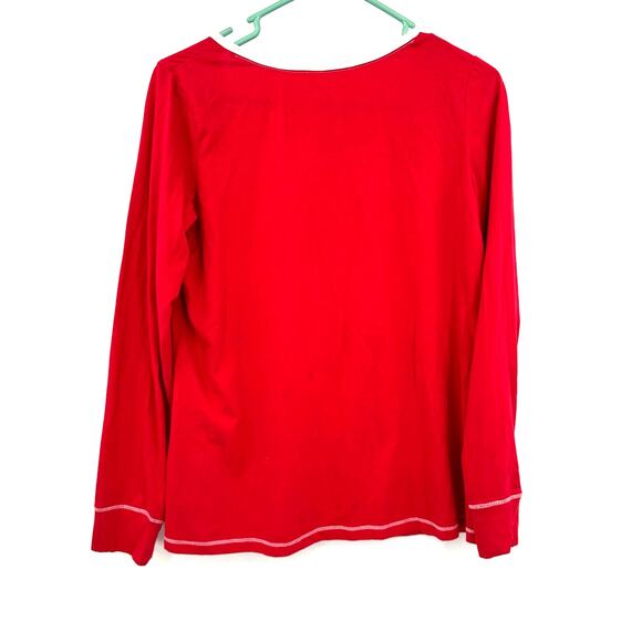 Tommy Hilfiger Size Medium Shirt Red Long Sleeve Casual Baseball Sports Preppy - Picture 2 of 4